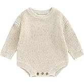 FYBITBO Baby Girl Boy Sweater Knit Oversized Pullover Sweatshirt Romper Onesie Warm Fall Winter Clothes Outfit Newborn