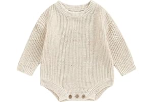 FYBITBO Baby Girl Boy Sweater Knit Oversized Pullover Sweatshirt Romper Onesie Warm Fall Winter Clothes Outfit Newborn