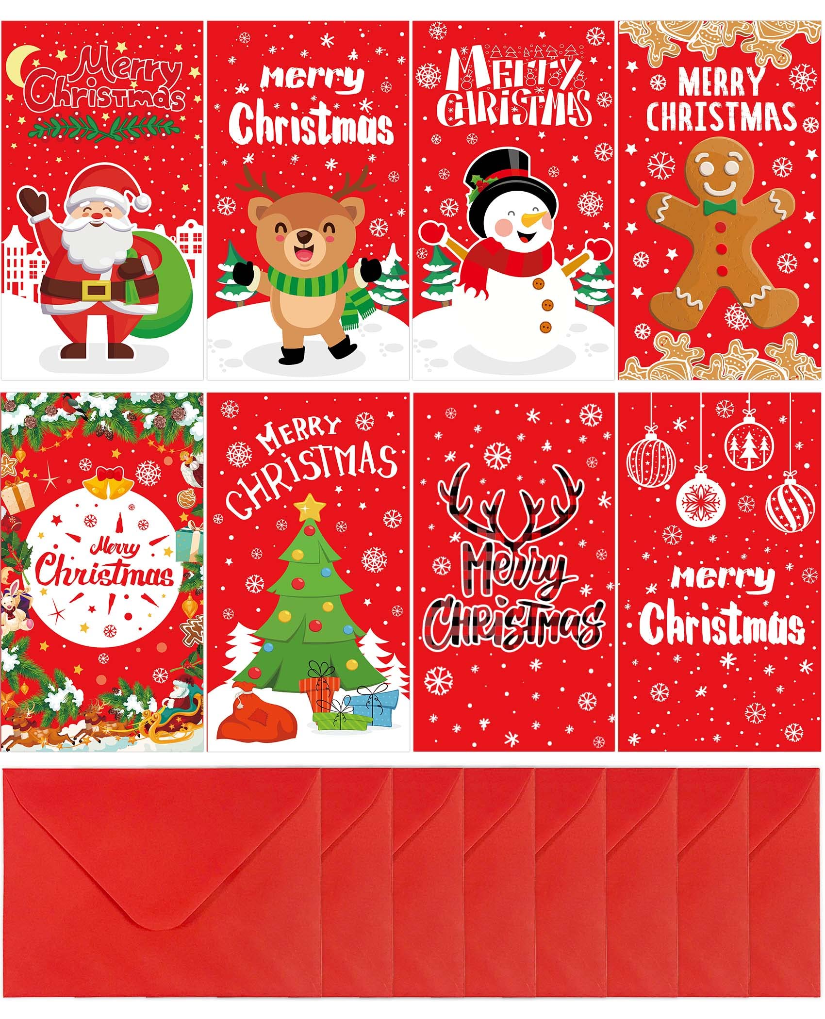 RMMD® Christmas Money Wallets for Cash Gift 16 PCS Christmas Money Cards With Envelopes Xmas Wallets Cards for Cash Gift Xmas Money Wallet Holder for Party favors Decorations