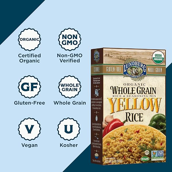 LUNDBERG FAMILY FARMS ORGANIC WHOLE GRAIN RICE, YELLOW, 6 OUNCE