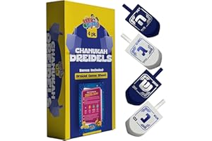 Izzy 'n' Dizzy Hanukkah Dreidels - Blue and White Wooden Dreidel - 4 Pack Medium - Hand Painted - Game Instructions Included