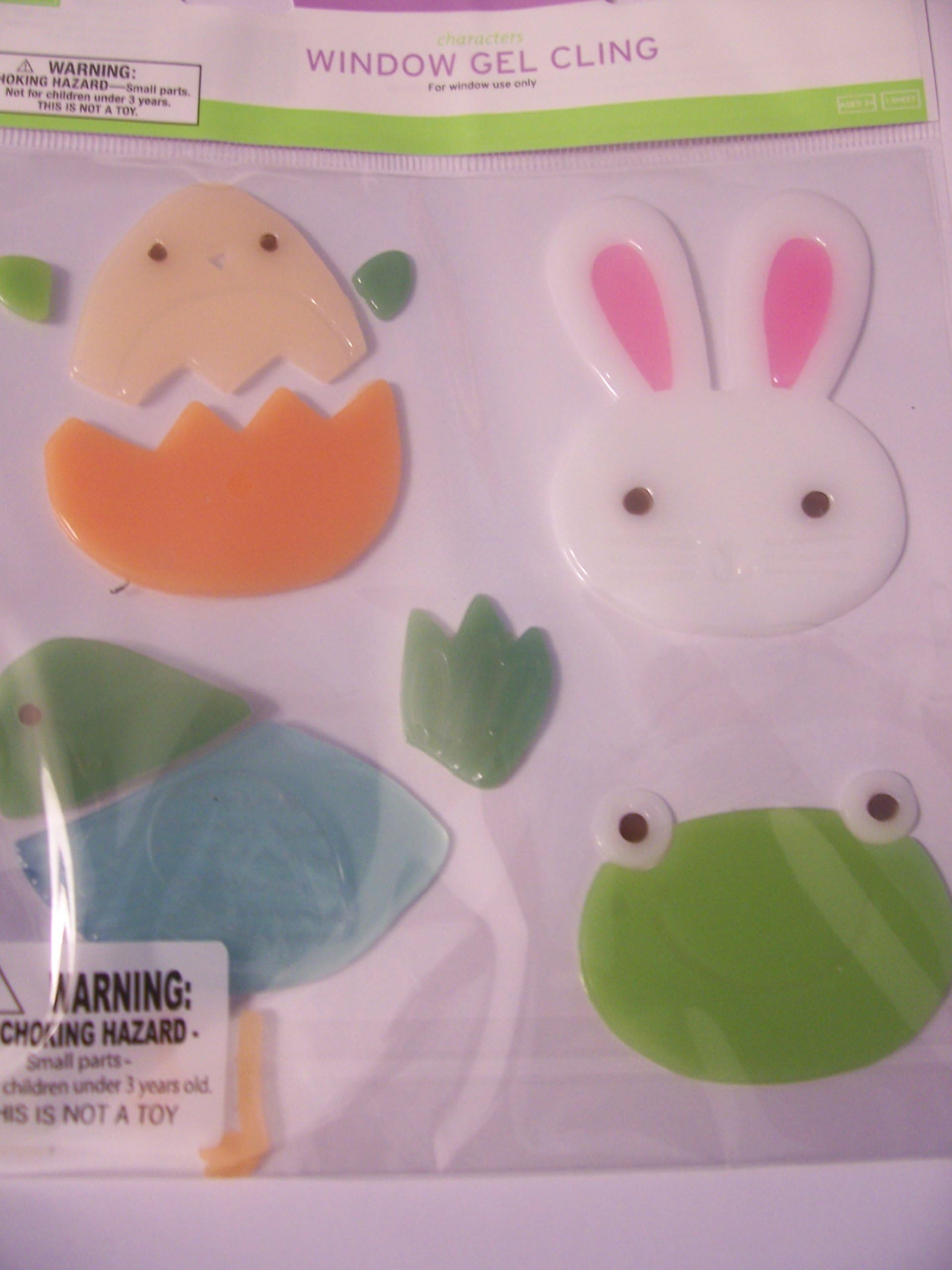 Retail In Easter Window Gel Clings ~ Set of 4 Animals (Bunny, Bird, Frog, Hatching Chick)