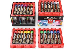 ARTEZA Acrylic Paint Set 24 Colors (0.74 oz Tubes). High-Viscosity, Richly Pigmented Paints for Canvas, Wood & Crafts. Non-Toxic Water-Based Formula. Holiday Gift for Artists & Painters