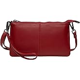 Bveyzi Genuine Leather Wristlet Purses for Women, Envelope Clutch Wallet Small Crossbody Bags for Dressy Evening