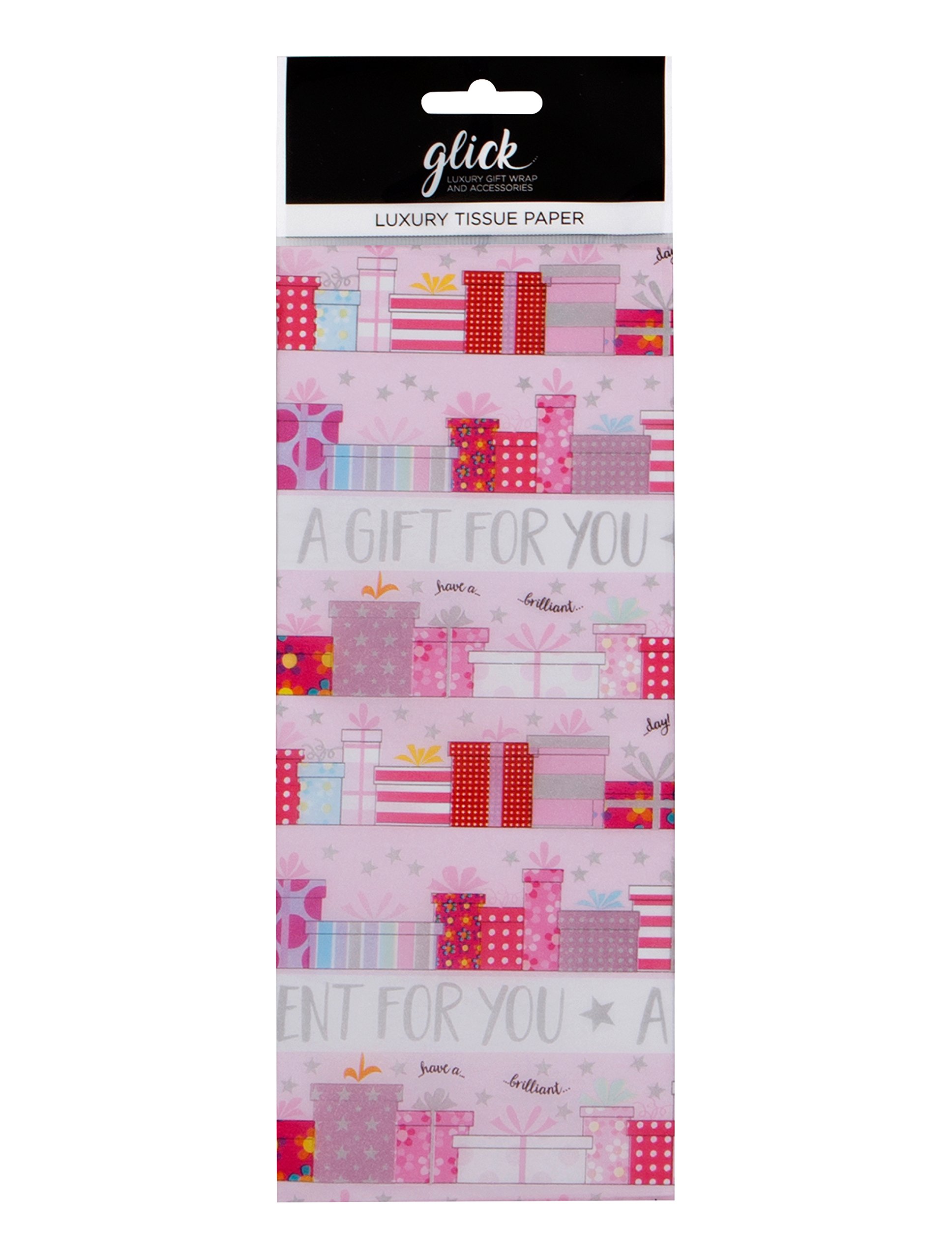 Presents Femme pretty parcels 'A gift for you, A present for you' Printed Patterned Tissue Wrapping Paper by Glick luxury 4 sheets 50 x 75cm