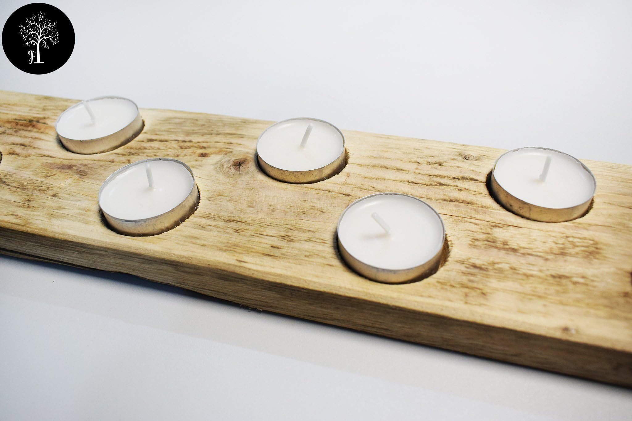 Rustic wood tea light holder candlestick reclaimed candle holders lights plank