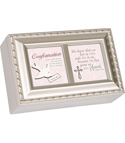 Cottage Garden 'On Your Confirmation' Jewelry Music Box – Matte Ivory, Plays Ave Maria, Holds Photo | Gift Box With Scripture - View #10