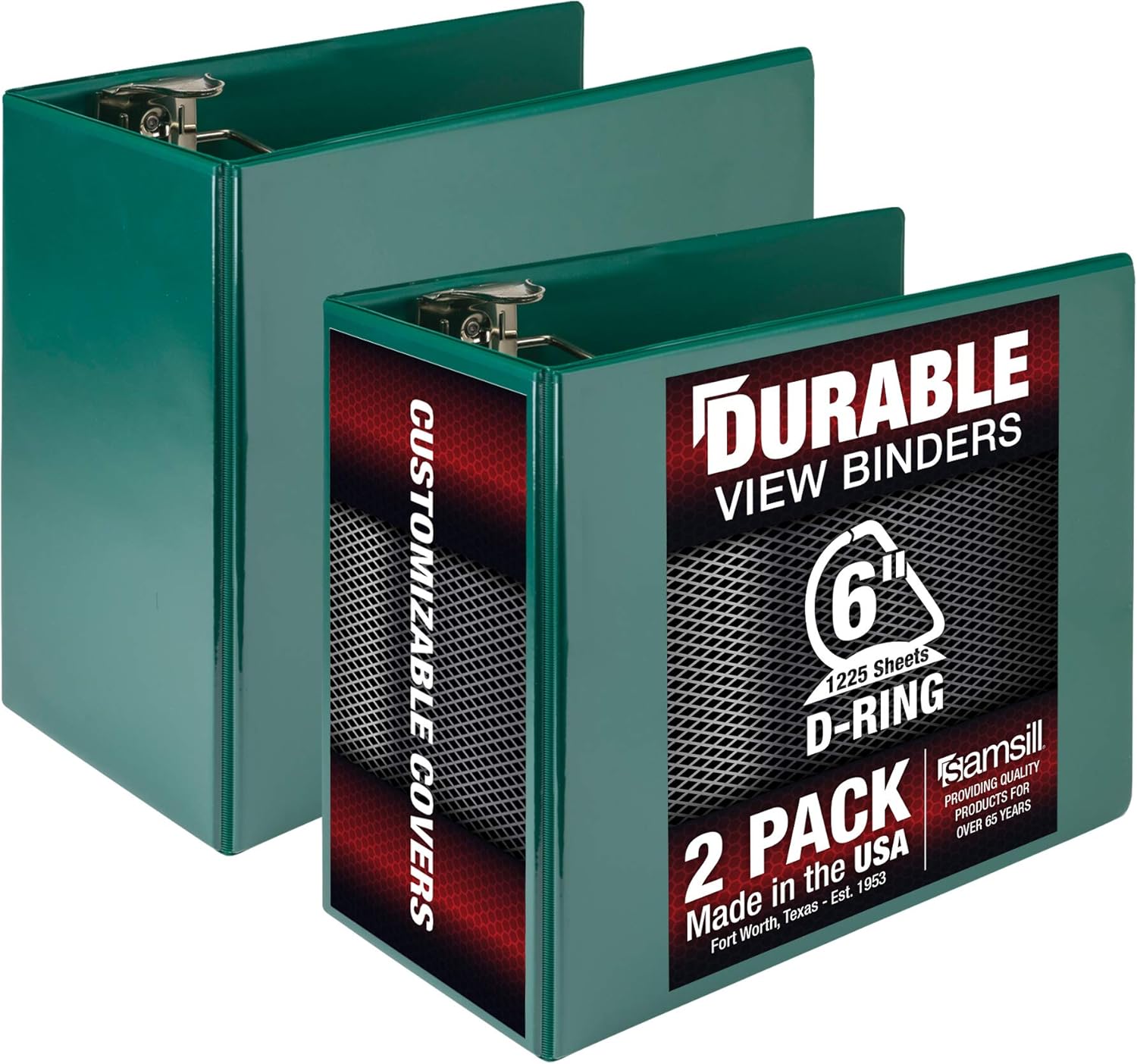 Samsill Durable 3 Ring View Binders, 4 Inch Locking D-Ring - Holds 800 Sheets, PVC-Free/Non-Stick Customizable Cover, White, Pack of 2 : Office Products