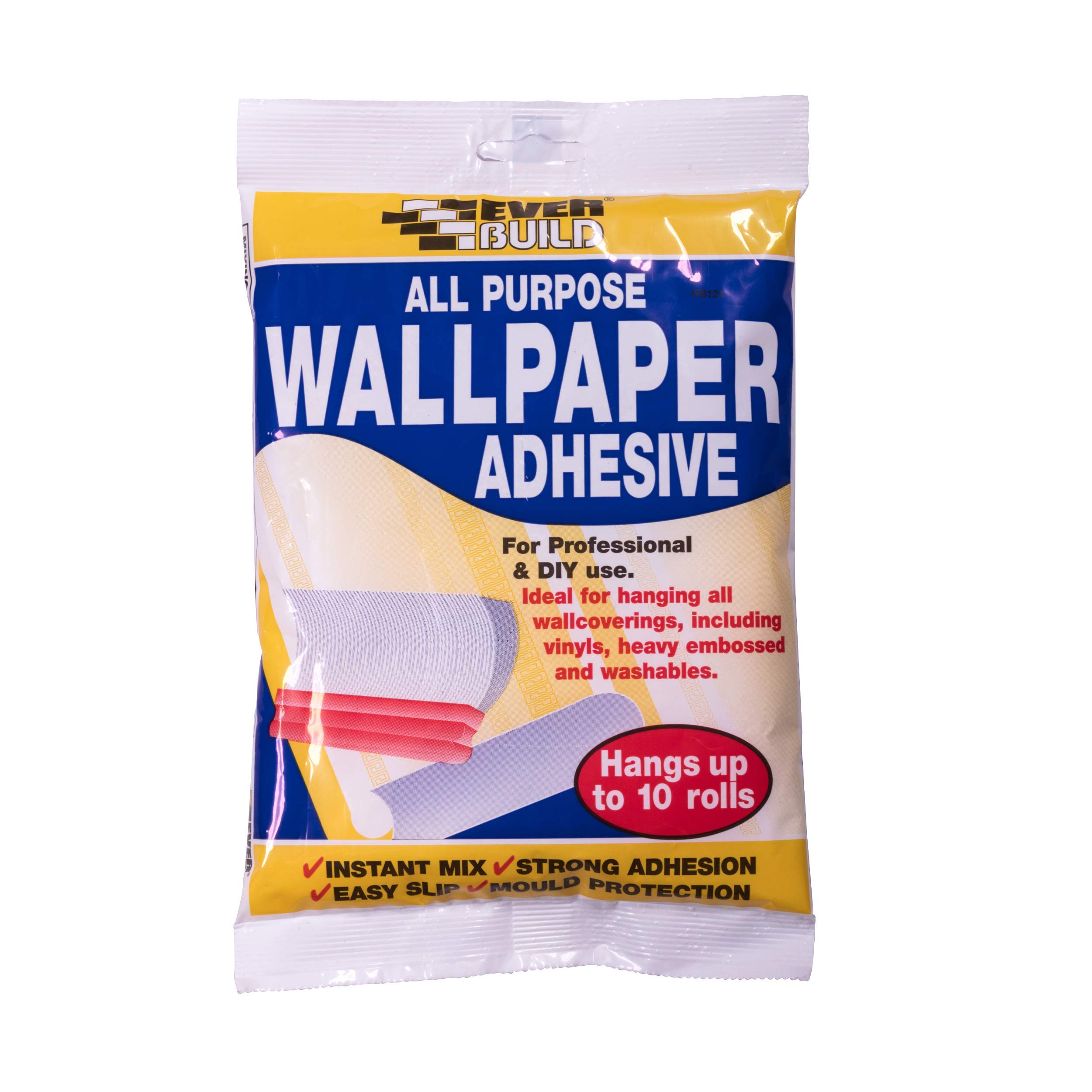 Everbuild All Purpose Wallpaper Adhesive – Contains Fungicide – High Tack – Easy-Mix Formula – 1 Bag Hangs Up to 10 Rolls