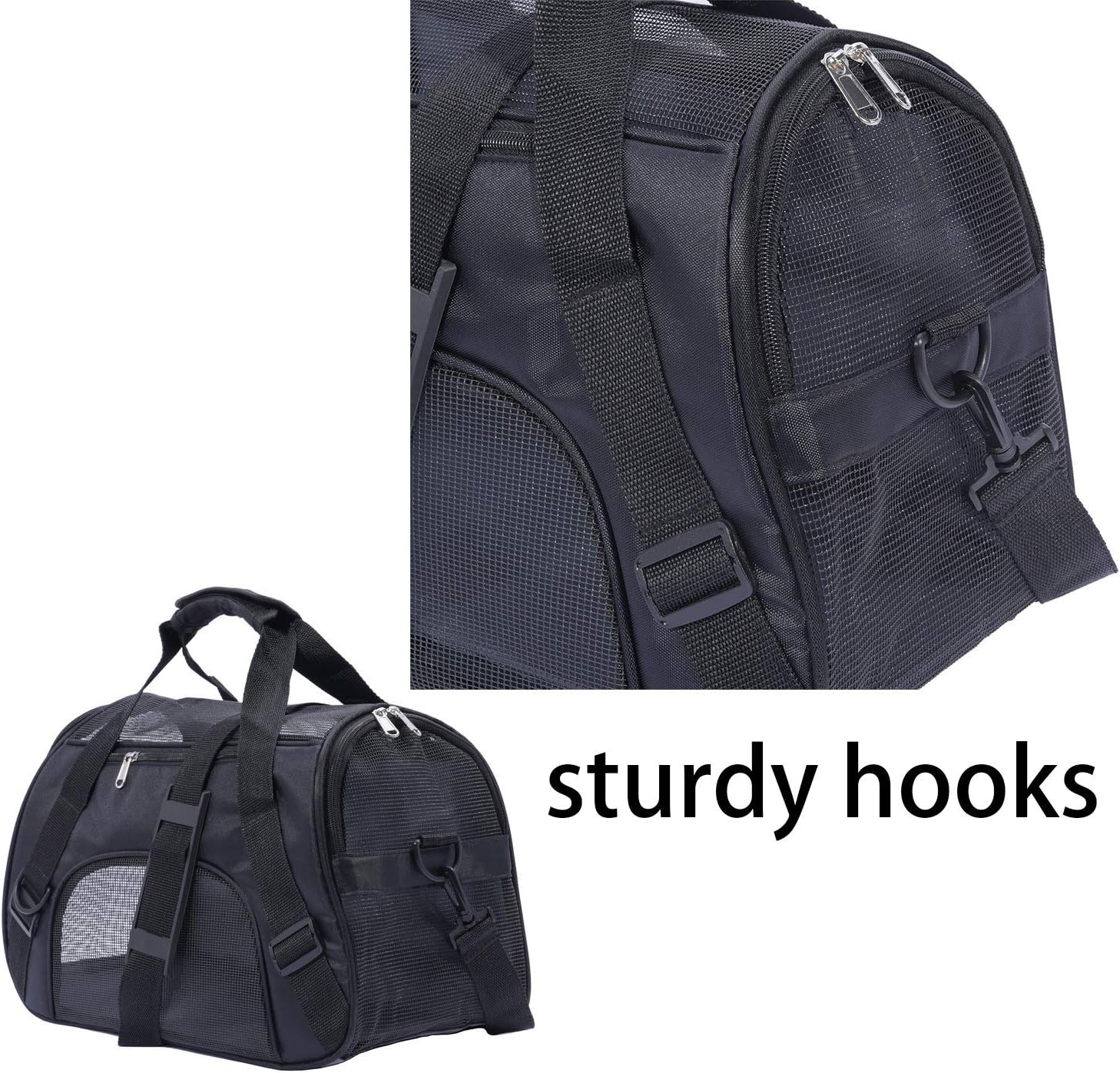 PPOGOO Pet Carriers for Small Cats and Dogs 17x7.5x11 Pet Travel Carrier Airline Approved Black : Pet Supplies