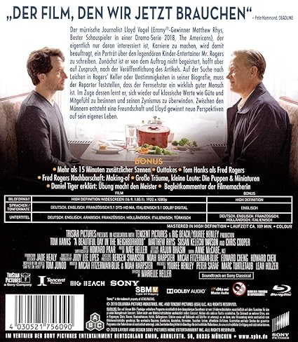 Der Wunderbare Mr Rogers Blu Ray Amazon De Hanks Tom Rhys Matthew Watson Susan Kelechi Cooper Chris Lahti Christine Heller Marielle Hanks Tom Rhys Matthew Dvd Blu Ray