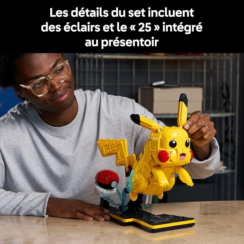 Pokémon Pikachu et Poké Ball - Set de Construction Adulte - Maquette de Figurine Anime Articulée & Présentoir Dynamique - Décoration Chambre ou Bureau DIY - Idée de Cadeau Gaming Collector 72152