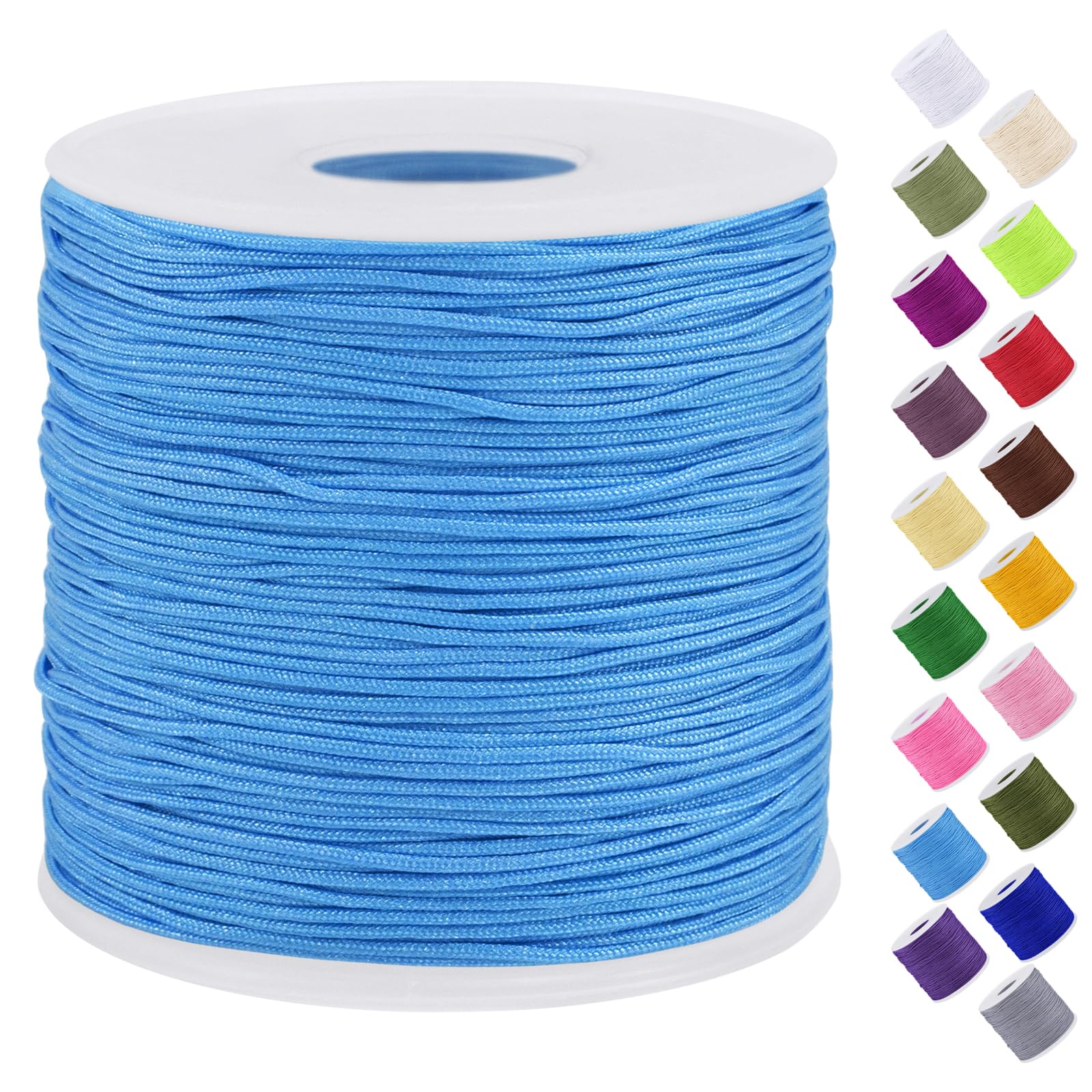 Uiopa Nylon Cord, 0.7mm x 131 Yards Nylon String for Bracelet Making, Beading Thread Bracelet Cord for Necklace, Jewellery Making, Macrame, DIY Crafts, Light Blue