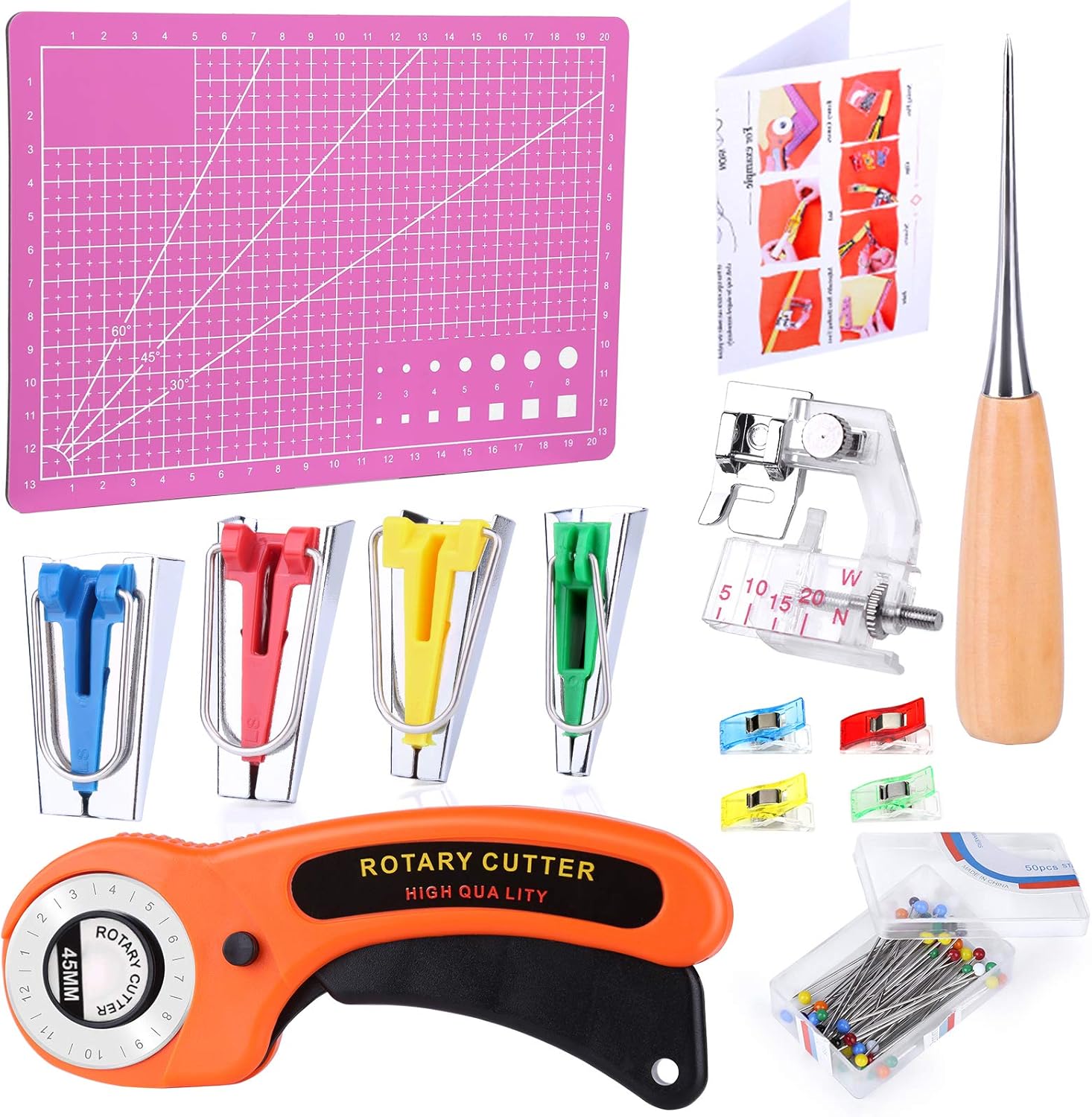 Sewing Fabric Bias Tape Maker Tool Kit, Bias Tape Maker Set 6mm12mm