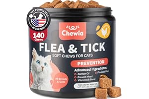 CHEWIA Cat Support Chews, Cat Soft Chews Supplement - Vitamins B Blend - Overall Health Maintenance - Flea Support for All Breeds, Cat Chewables