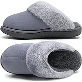jiajiale Women's Memory Foam Slippers Ladies Slip On Arch Support Suede Scuff Slipper Cozy Fuzzy Faux Fur Winter House Shoes Indoor Outdoor