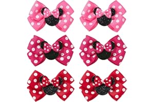 YHXX YLEN 6PCS Mouse Ears Hair Clips, Cute 3 Inch Hair Accessories, Birthday Party Decoration for Baby Toddler Girls