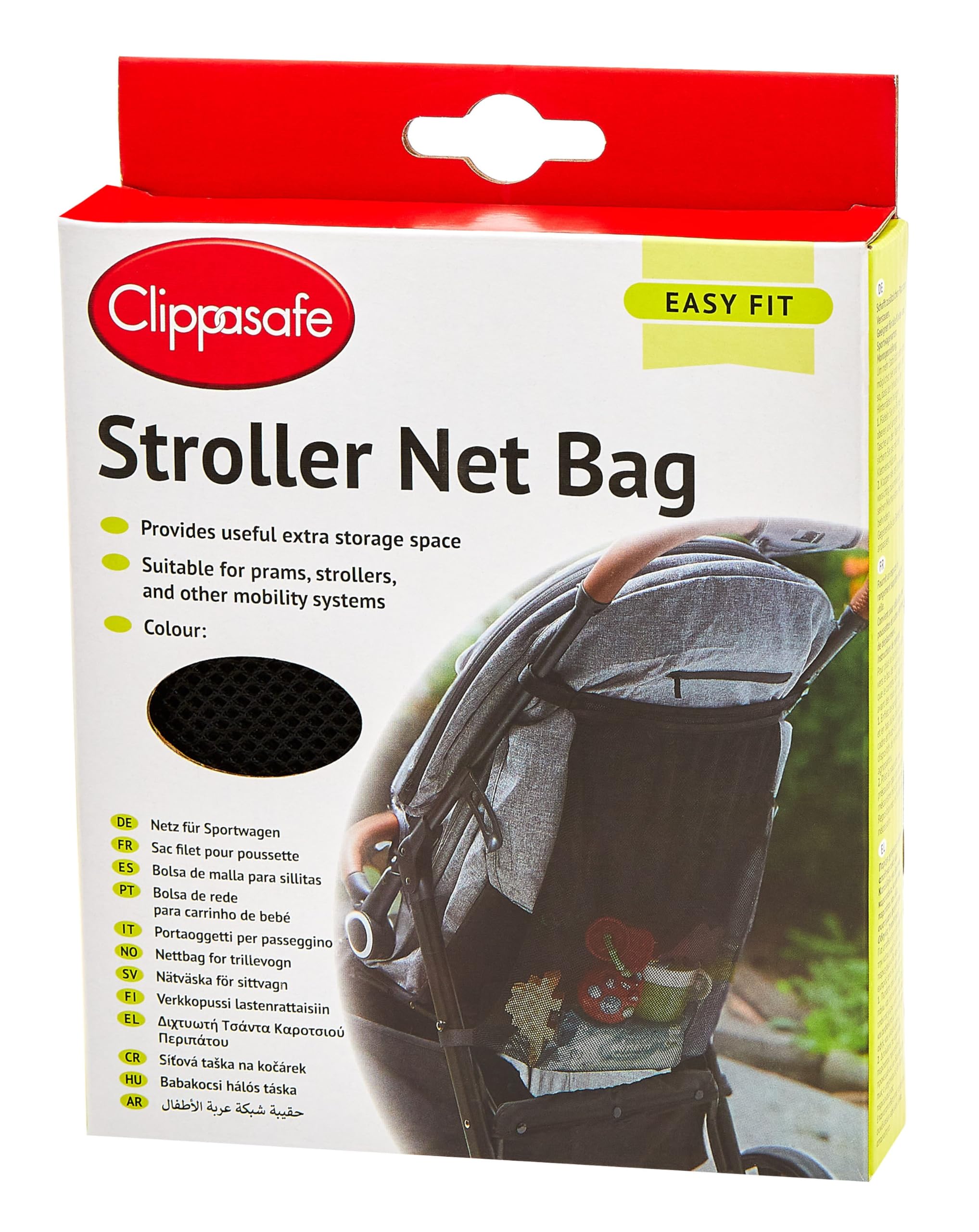 Clippasafe Pushchair Buggy Stroller Net Storage Bag - Black
