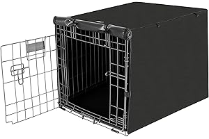 Seiyierr 48 Inche Dog Crate Cover, Double Door Dog Kennel Cover for Large Wire Dog Crate, Lightweight 600D Polyester Windproof Pet Crate Covers, Cover Only, Black