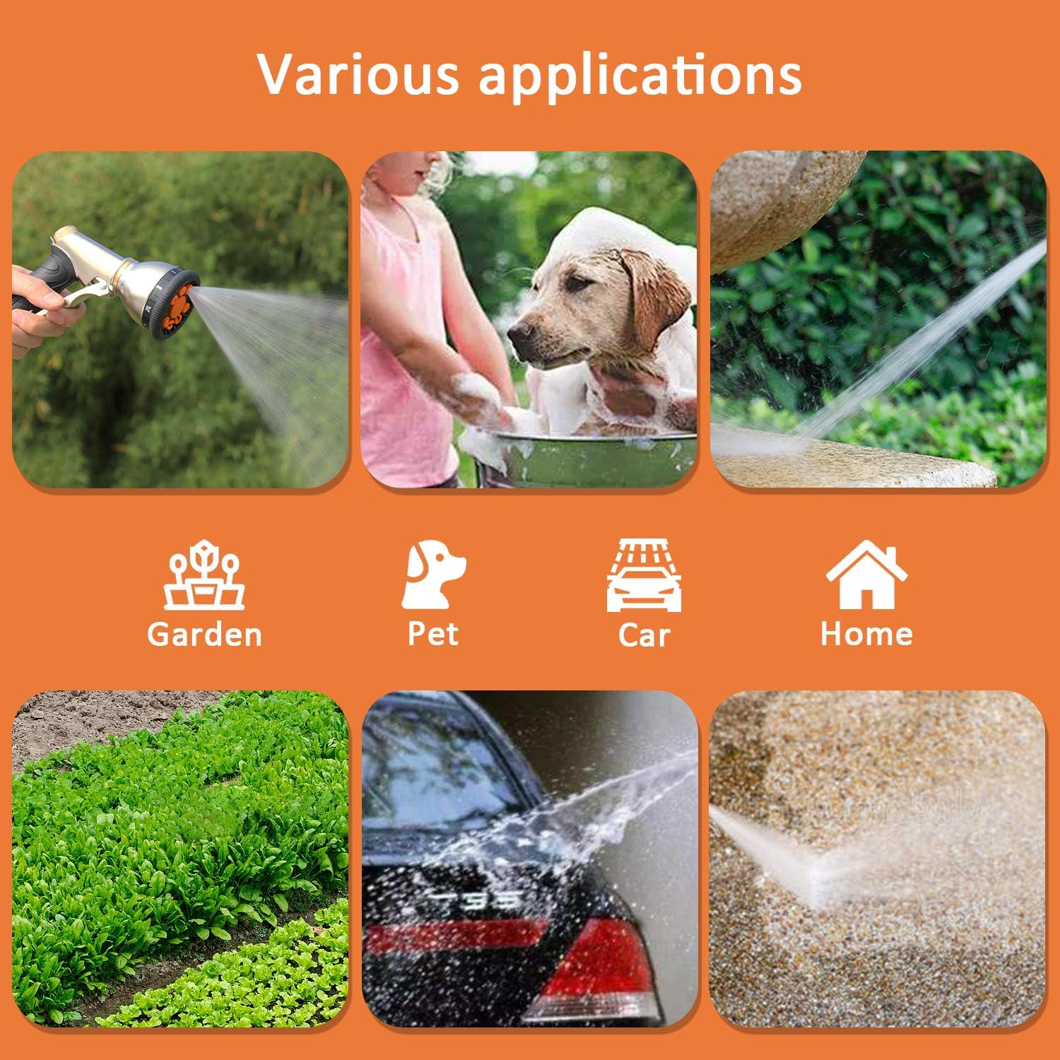 DOXILA Hose Nozzle Garden, Hose Nozzle Heavy Duty Metal Hose Spray, Nozzles with 9 Adjustable Patterns Front Trigger Hose Sprayer Water for Hand Watering Plants & Lawn, Car Washing, Patio, Dog & More : Garden & Outdoor