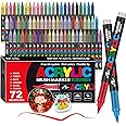 Amamao 72 Colors Acrylic Paint Markers, Soft Brush Tip Pens and Markers, Acrylic Paint Pens for Wood, Stone, Canvas, Glass, Fabric, Egg, Rock Painting and DIY Crafts Art Supplies