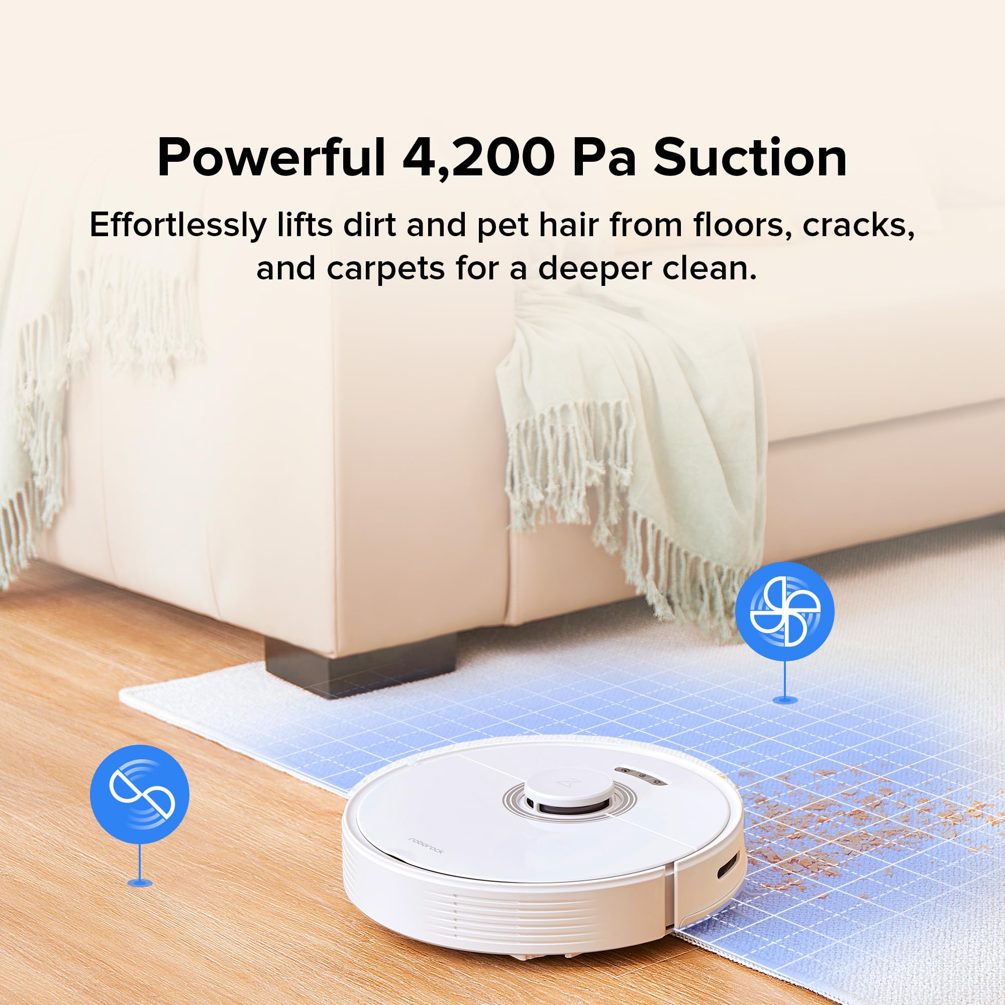 roborock Q7 Max+ Robot Vacuum and Mop, Self-Emptying up to 7 Weeks, 4200Pa Suction, 30-Level Adjustable Water Flow, PreciSense LiDAR Navigation, No-Mop & No-Go Zones, APP & Voice Control
