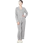 Dowesrobe Women's Pajama Set Long Sleeve Button Down Fashion ladies Sleepwear soft Pjs knitted Loungewear Set
