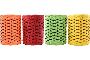 Mandala Crafts Vivid Raffia Ribbon for Gift Wrapping - 400 Yards Natural Paper Straw Raffia String for Crafts, Bows, Decoration, Floral Arrangements, and DIY Projects