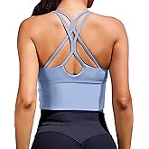 XUNYU Sports Bras for Women High Support Longline Workout Tank Tops Built in Bra Padded Strappy Yoga Crop Top Cross Gym