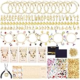 Wurosi 413 Pieces Gold Paperclip Charm Bracelet Making Kit, Including Paperclip Chain Bracelets, Charms, Jump Rings, Gift Bags, Pliers for Crafts Beginner Supplies Gift