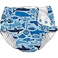 Green Sprouts Boys' Snap Reusable Absorbent Swimsuit Diaper, Blue Undersea, 18 M