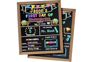 AIGYBOBO First & Last Day of School Chalk Board,10 x 12‘’ Double Sided Back to School Sign, Reusable Wooden 1st Day School Chalkboard of Preschool/Kindergarten/First Grade Photo Props for Kids (Bunting Style)