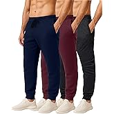 Real Essentials 3 Pack: Men's Cotton Fleece Jogger Sweatpants - Athletic Pants Bottoms with Pockets (Big & Tall Available)