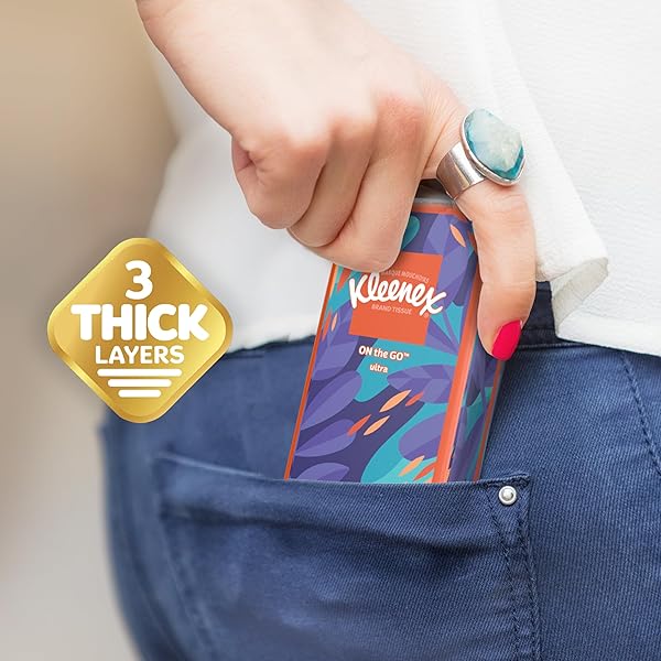 KLEENEX ON-THE-GO FACIAL TISSUES, 8 ON-THE-GO PACKS, 10 TISSUES PER BOX, 3-PLY (80 TOTAL TISSUES), PACKAGING MAY VARY