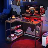 Bestier 106.5cm L Shaped Desk with 3 Outlets 2 USB LED RGB Lights view 5