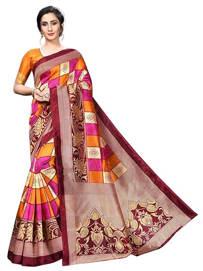 Hasti Womens Art Silk Saree With Blouse Piece