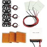 MTDELE 3 Sets TEC1-12706 Peltier Cooler Module kit | 6A 12V Cooling panel + Aluminum Heat Sinks + 12V Cooling Fan