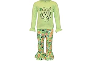 Unique Baby 2 Piece Girls Double Ruffle Leggings and Long Sleeve Shirt Clothes Set Kid and Toddler Girl Outfit