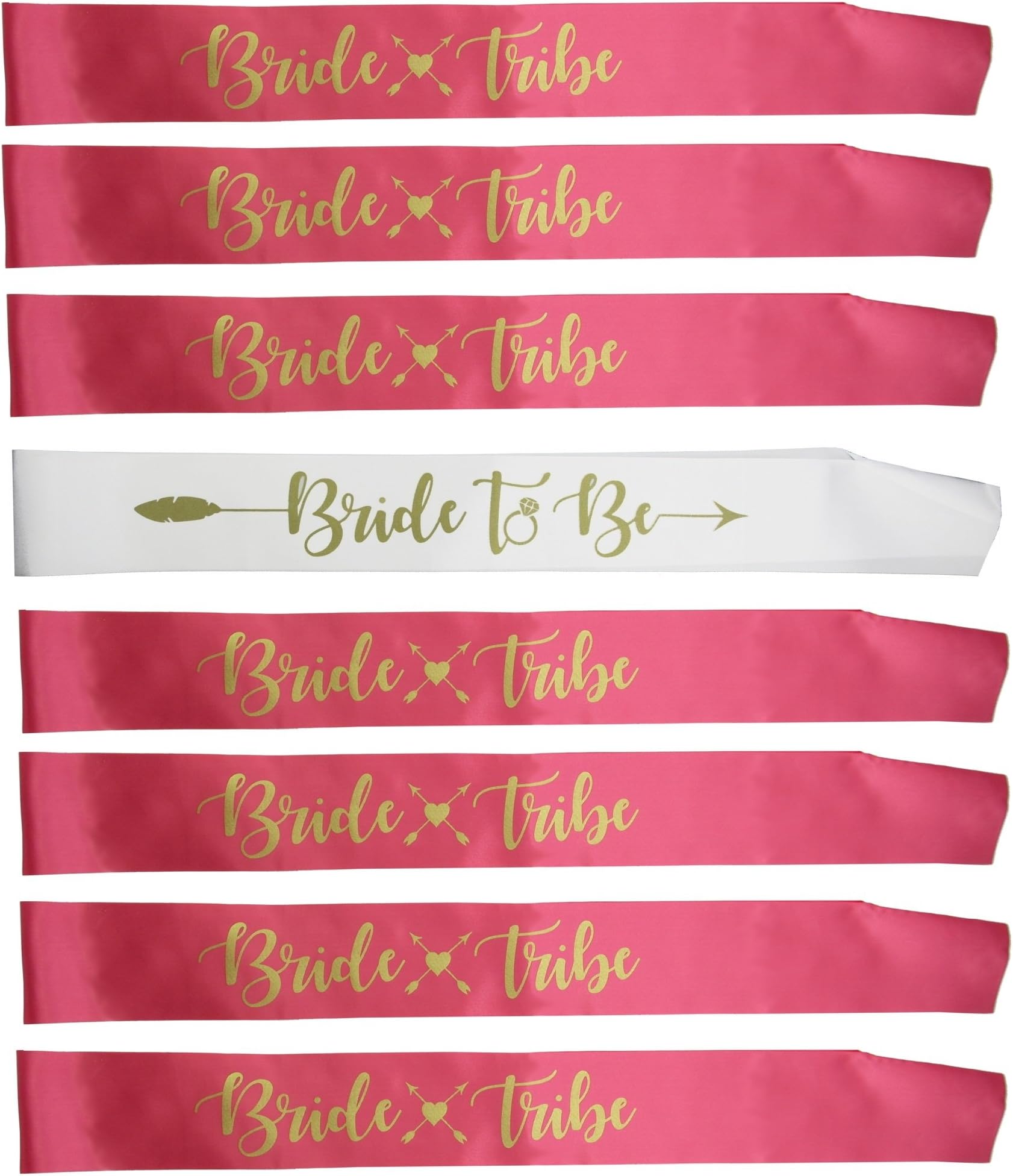 Set of 8 Bridesmaid Bride Tribe Sashes - Hen Bachelorette Party Sashes (Pink) Bride To Be Favours Gifts Bridal Shower Supplies