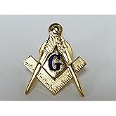 Square & Compasses Masonic Freemason Lapel Pin 1" Blue G