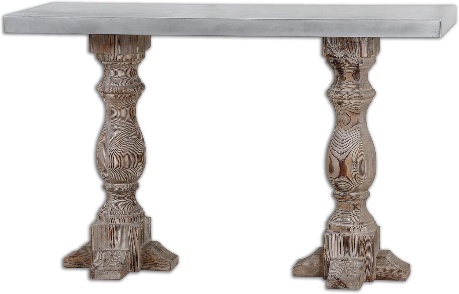 Rustic Solid Wood and Aluminum Pedestal Console Table Amazon.co.uk