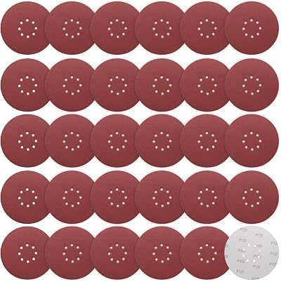 STE BRUAM 225mm Sanding Discs 120 Grit 30 Count 9 Inch 8-Hole Hook Loop