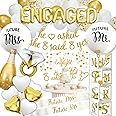 248 Pc Premium Engagement Party Decorations, Gold and White Bridal Decorations, He Asked She Said Yes Banner, Engaged Letter Balloons, Future Mrs and Mr Balloons & Sashes Ring Balloon, Boxes & more