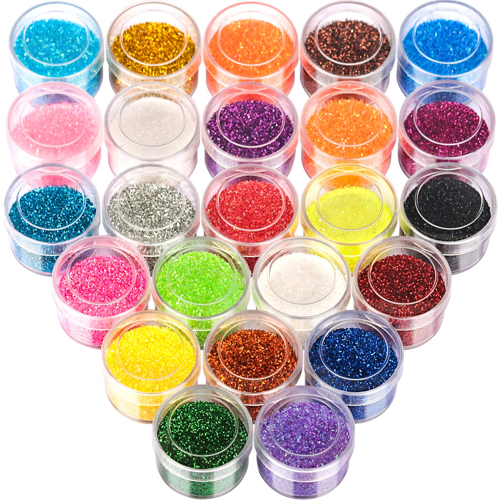 FANDAMEI Cosmetic Glitter - 24 Pots Fine Nail Glitter for Face, Eye, Lips, Body, Hair, Make Up, Nail Art, Arts & Crafts