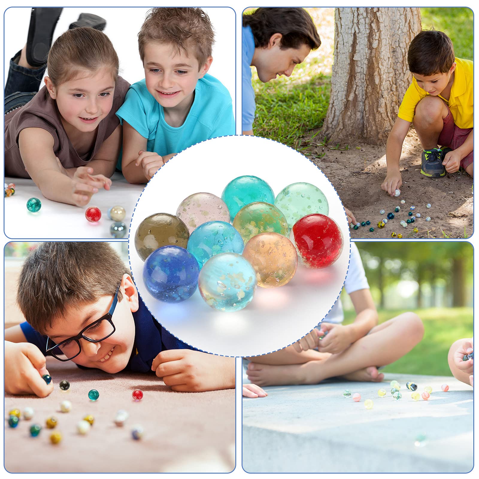 Gejoy 100 Pieces Colorful Glass Marbles Glow in The Dark Multi-Color Luminous Glowing Glass Marbles for Marble Games DIY and Home Decor