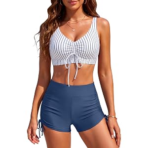 BMJL Womens Swimsuits High Waisted V Neck Print Full Coverage with Shorts | durable and non-see-through fabric, floral print