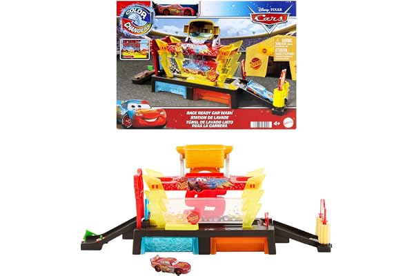 ​Mattel Disney and Pixar Cars Color Changers Car Wash Playset | Includes Color Changing Lightning McQueen Toy Vehicle, 20-Inc