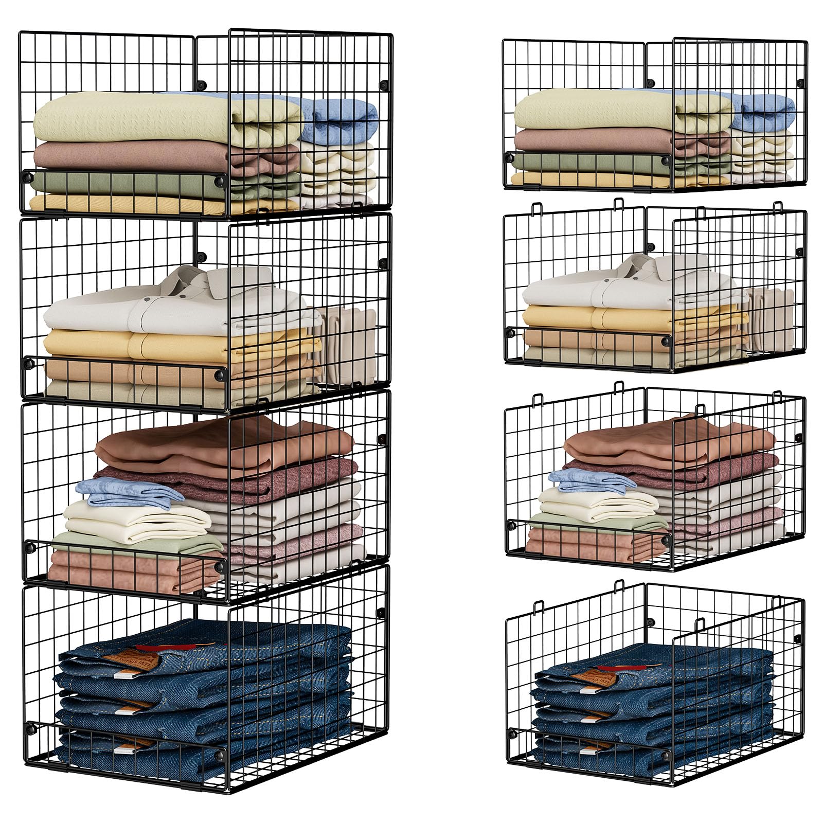 Photo 1 of *******PARTS ONLY ************
Yociyoga 4-Tier Stackable Closet Organizers and Storage Shelves, Foldable Closet Shelf Organizer System, Stackable Storage Bins Drawers for Closet Organizer System, Black(Patent Pending)