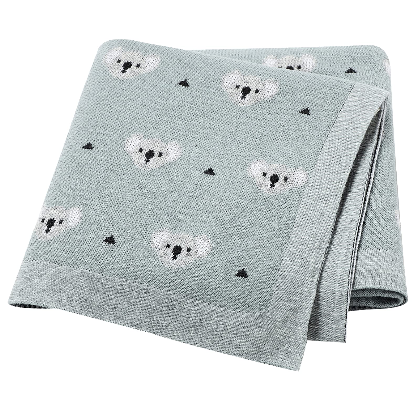 LAWKUL Baby Blanket for Newborn 100% Cotton Soft Knitted Blankets Boy Girls Comforter Koala 100x80cm Cyan