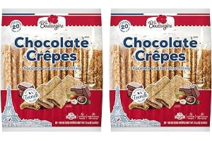 BAKERLY La Boulangère Chocolate Hazelnut Crêpes, Pack of 2 – 40 Individually Wrapped French Crêpes, Non-GMO, No High Fructose Corn Syrup, No Artificial Flavors & Colors, Kosher Certified, Ready to Eat Snack